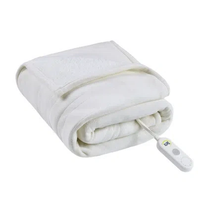 Serta Fleece To Sherpa Heated Throw In Ivory