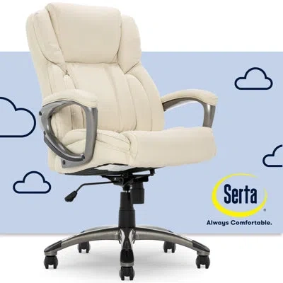 Serta Garret Executive Office Chair, Ergonomic Lumbar Support, Semi-plush Cushion, Body Pillows In Beige