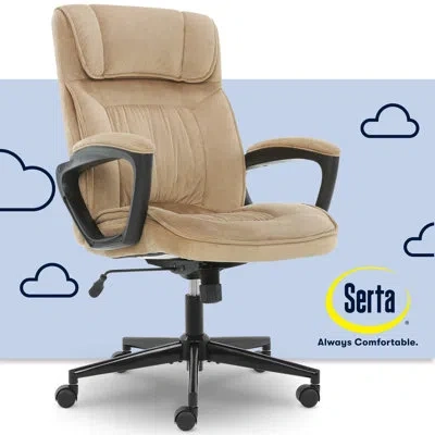 Serta Hannah Executive Office Chair, Ergonomic Lumbar Support, Firm Seat Cushion, Deep Body Pillows In Beige,black,velvet