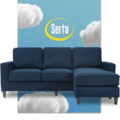 Serta Harmon Upholstered Reversible Sectional Sofa And Chaise In Navy