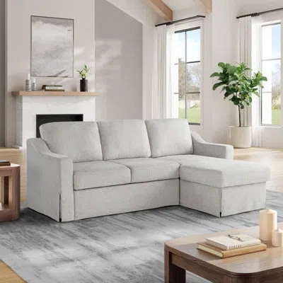 Serta Harvey 89.8" Convertible Sleeper Sectional In Linen