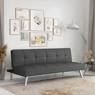 Serta Jameson 66.1" Tufted Convertible Sofa, Woven Polyester Fabric In Charcoal 100% Polyester