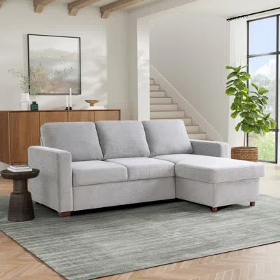 Serta Kendrick 89.4" Reversible Storage Sectional Sofa In Gray Polyester