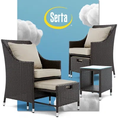 Serta Laguna Outdoor Patio Furniture Collection 5 Piece Non-reclining Set, Brown Wicker