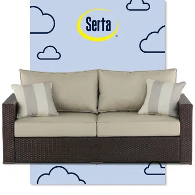 Serta Laguna Outdoor Patio Furniture Collection Outdoor Sofa, Brown Wicker In Beige