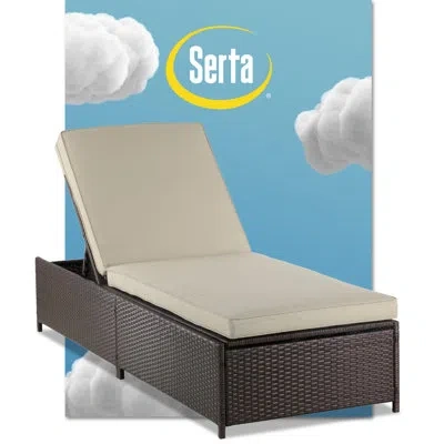 Serta Laguna Outdoor Patio Furniture Collection Storage Chaise Lounge, Brown Wicker