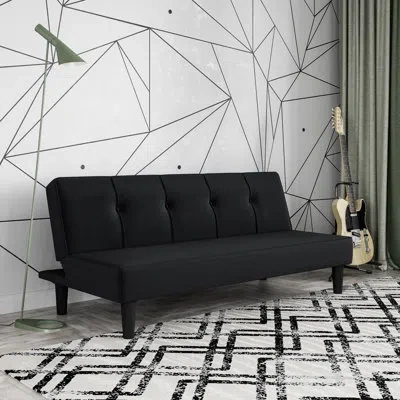 Serta Leonard 66.1" Tufted Convertible Futon Sofa In Black