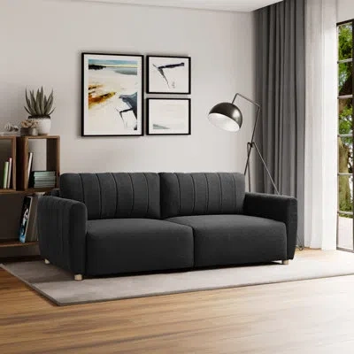 Serta Lowry 91.7" Queen Size Channel Tufted Convertible Sleeper Sofa In Charcoal