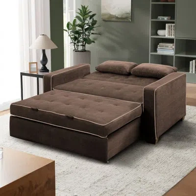 Serta Monroe 72.6" Queen Square Arm Tufted Back Convertible Sleeper Sofa With Cushions In Java