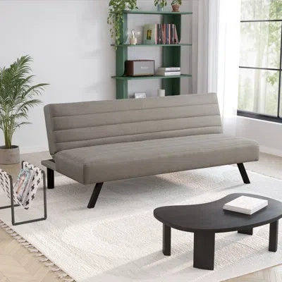 Serta Nova Scotia 66.1" Metal Leg Convertible Sofa, Horizontal Channel Tufting, Easy Assembly In Gray