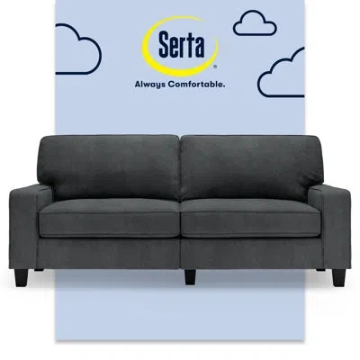 Serta Palisades Track Arm Sofa, Easy Care Fabric, Soft Pillow Back, Pocket Coil Seat Cushions In Charcoal Microsuede