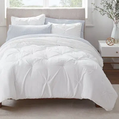 Serta Simply Clean Microfiber Pleated 7 Piece Comforter Set In White
