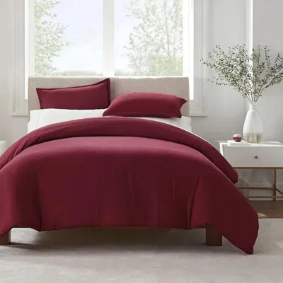 Serta Simply Clean Solid Duvet Cover King In Red
