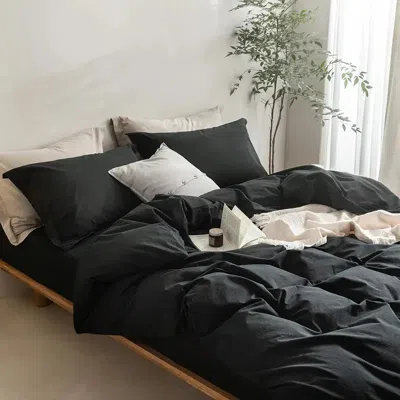 Serta Simply Clean Solid Duvet Cover King In Black