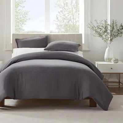 Serta Simply Clean Solid Duvet Cover Queen In Gray