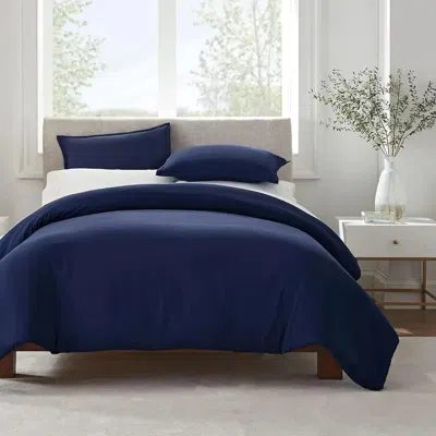 Serta Simply Clean Solid Duvet Cover Queen In Blue