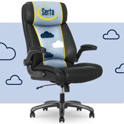 Serta ® Torrington Big & Tall Office Chair, With Flip-up Padded Armrests, Ultra-comfortable Comfortcoils™  In Black