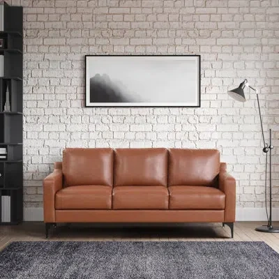 Serta Turner 68.9" Square Arm Sofa In Brown Faux Leather,black