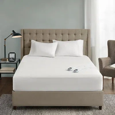Serta Waterproof Heated Mattress Pad In White