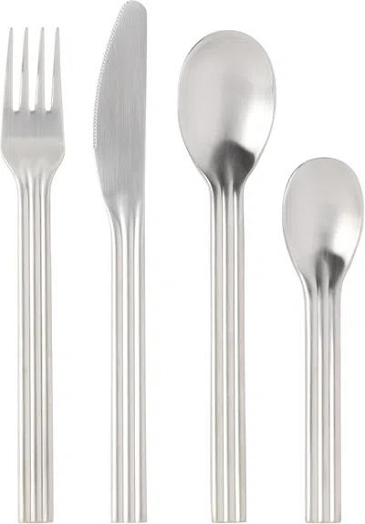 Service Projects Silver Canteen Brushed Flatware Set, 16 Pcs In Stainless Steel