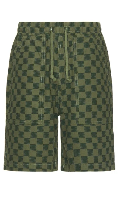 Service Works Canvas Chef Shorts In Green Checker