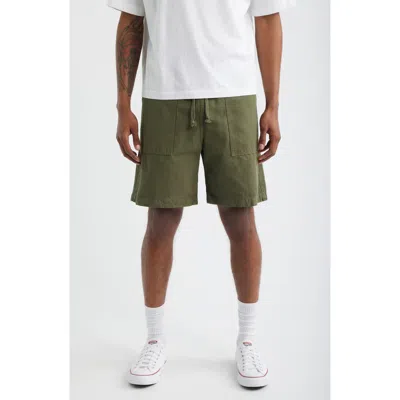 Service Works Classic Cotton Poplin Drawstring Chef Shorts In Green