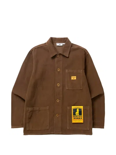 Service Works Corduroy Chore Patch-pocket Shirt In Brown