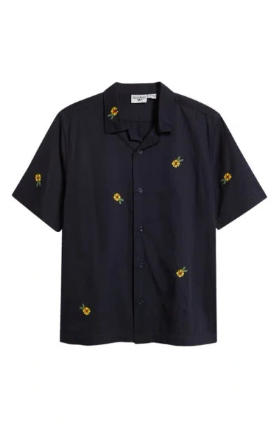 Service Works Cross Stitch Organic Cotton Button-up Shirt In Blue