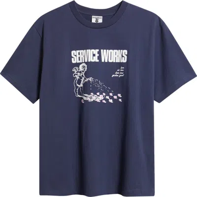 Service Works Garden Graphic Organic Cotton T-shirt In Blue
