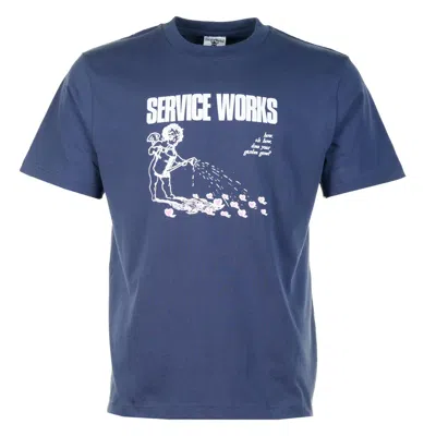 Service Works Garden Tee Navy In Metallic