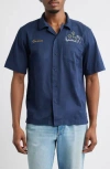 Service Works Logo Cotton Camp Shirt In Blue