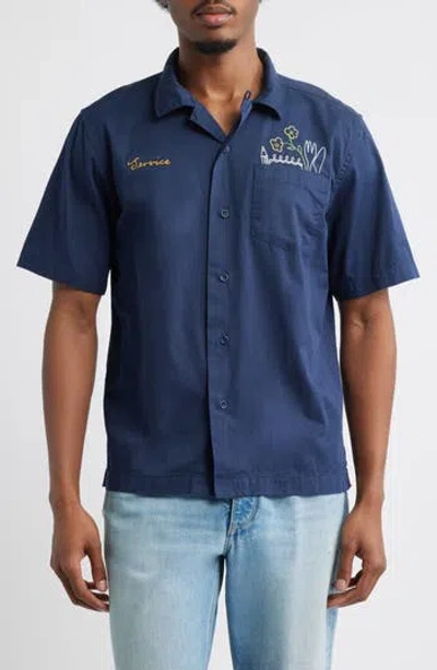 Service Works Logo Cotton Camp Shirt In Blue