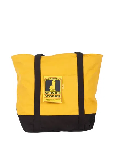 Service Works Logo-patch Tote Bag In Yellow