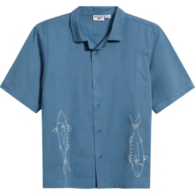 Service Works Mackerel Cotton Twill Camp Shirt In Blue