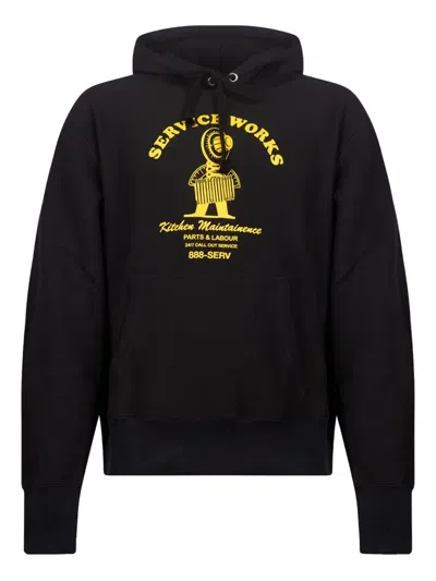 Service Works Maintainence Graphic-print Hoodie In Black