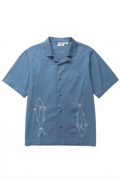 Service Works Men's Mackerel Shirt In Blue Grey