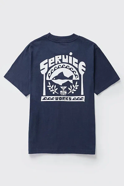 Service Works Milos Graphic Tee In Navy, Men's At Urban Outfitters In Blue