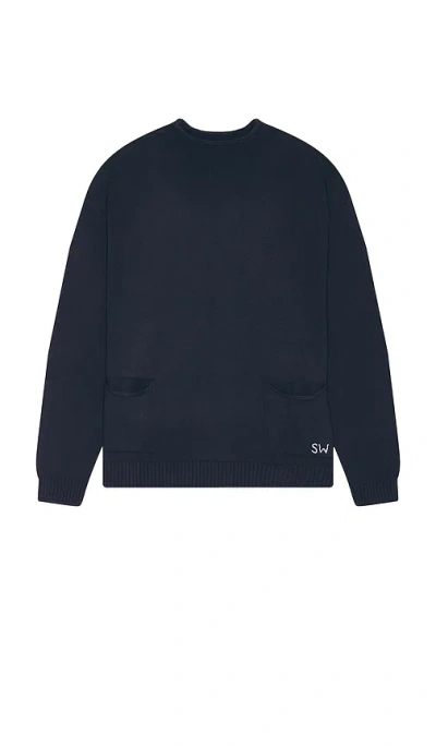 Service Works Mock Smock Sweater In Navy