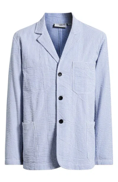 Service Works Organic Cotton Seersucker Server Suit Jacket In Blue