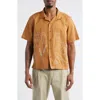 Service Works Picnic Embroidered Light Twill Short Sleeve Camp Shirt In Burnt Sugar