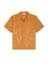 Service Works Picnic Embroidered Light Twill Short Sleeve Camp Shirt In Burnt Sugar