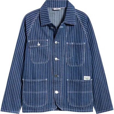 Service Works Pinstripe Organic Cotton Denim Utility Jacket In Purple