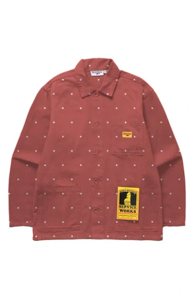 Service Works Polka Dot Cotton Canvas Button-up Chore Coat In Multi