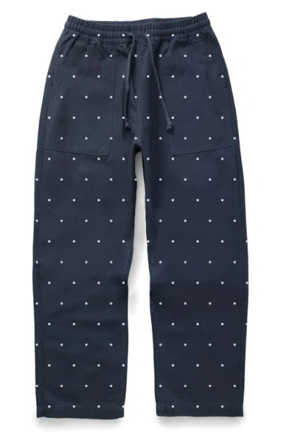 Service Works Polka Dot Cotton Canvas Drawstring Chef Pants In Blue
