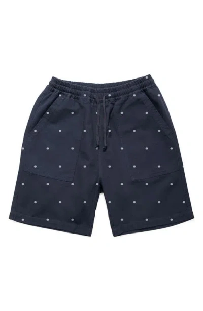 Service Works Polka Dot Cotton Poplin Drawstring Chef Shorts In Blue