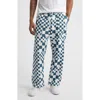 Service Works Chef Check-pattern Drawstring Trousers In Teal Checker