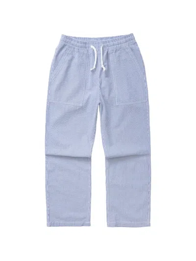 Service Works Seersucker Striped Trousers In Blue