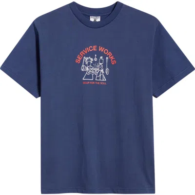 Service Works Soup For The Soul Organic Cotton Graphic T-shirt In Blue