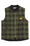 Service Works Thistle Plaid Organic Cotton Work Vest In Green