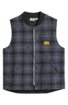 Service Works Thistle Plaid Organic Cotton Work Vest In Blue